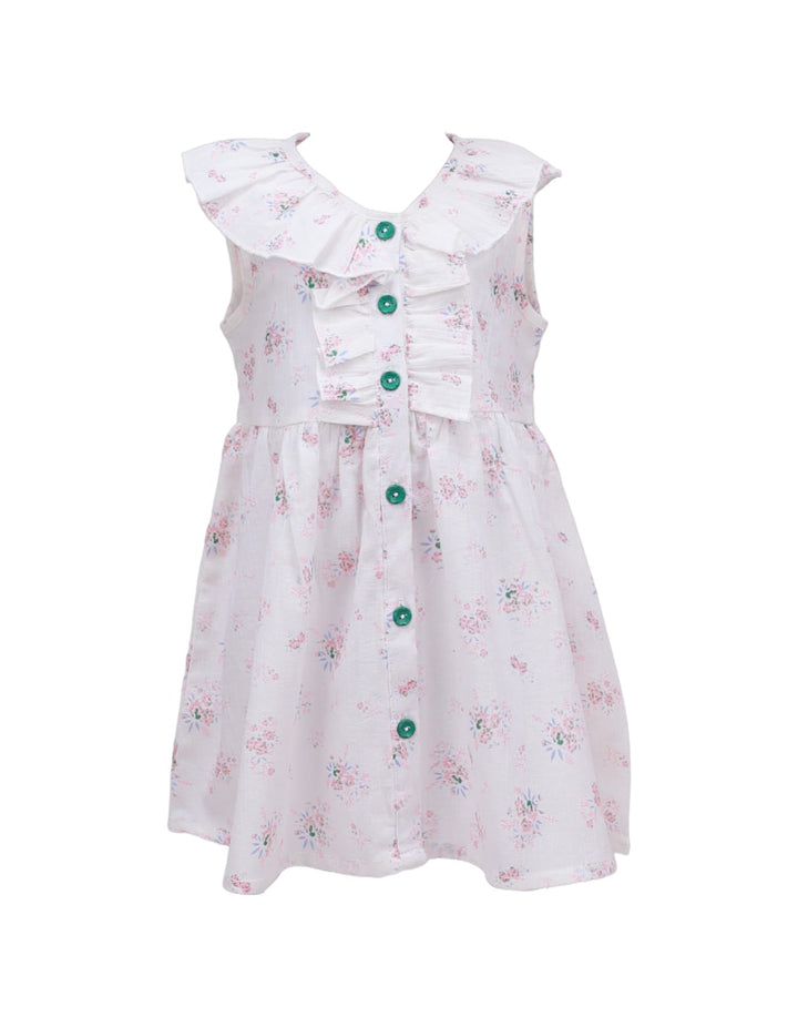 Frock White with Pink Flowers Infant