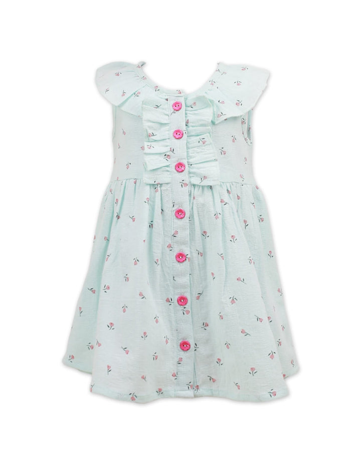 Frock Sky Blue with Pink Flowers