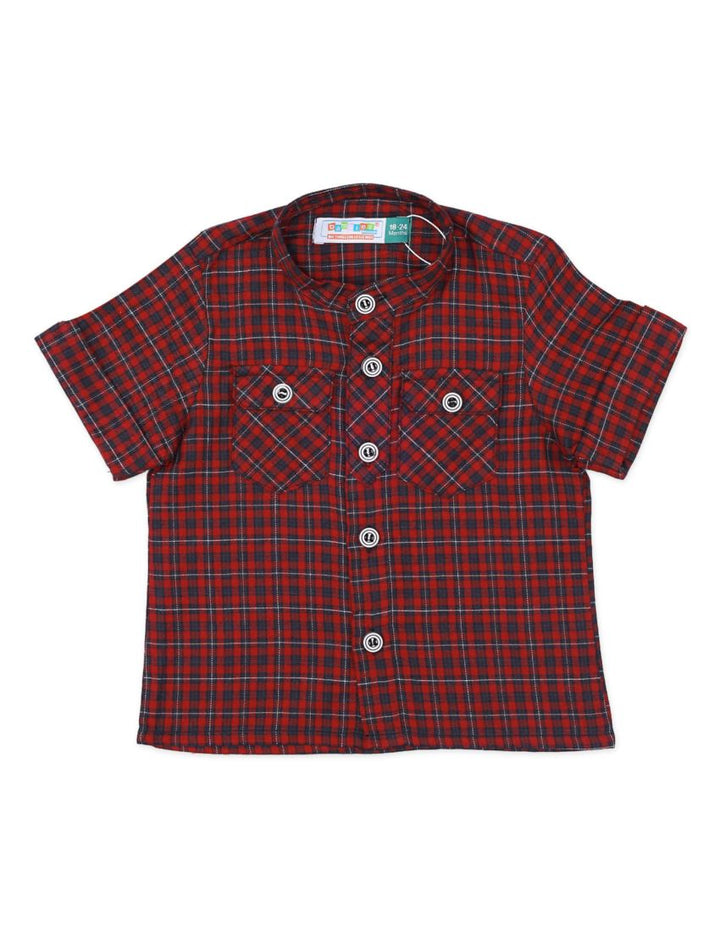 Shirt Maroon with Check Print for Boys - Toddler