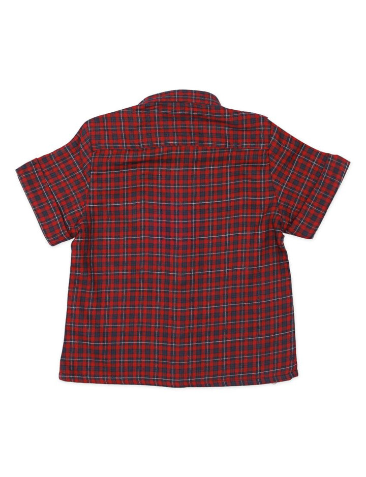 Shirt Maroon with Check Print for Boys - Toddler