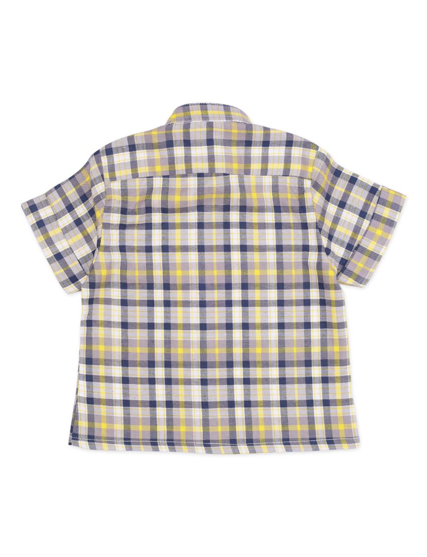 Checkered Double Pocket Shirt For Boys- Toddler - Yellow & Black