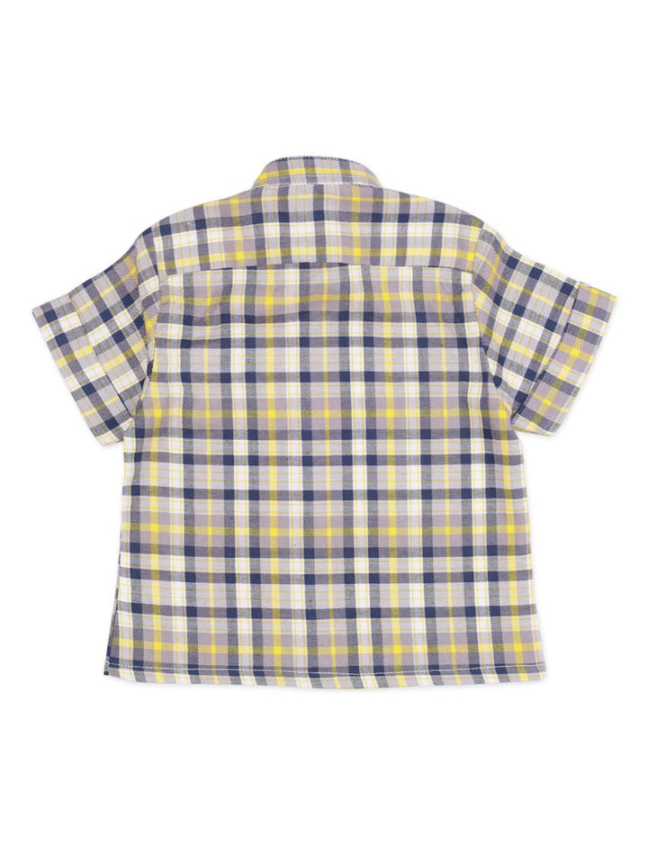 Checkered Double Pocket Shirt For Boys- Infant - Yellow & Black