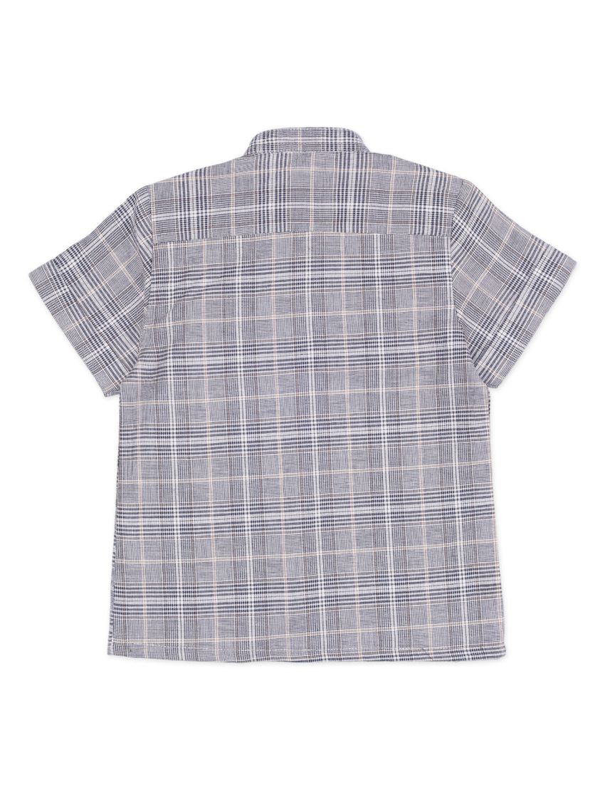 Checkered Double Pocket Shirt For Boys- Toddler - Black & Grey