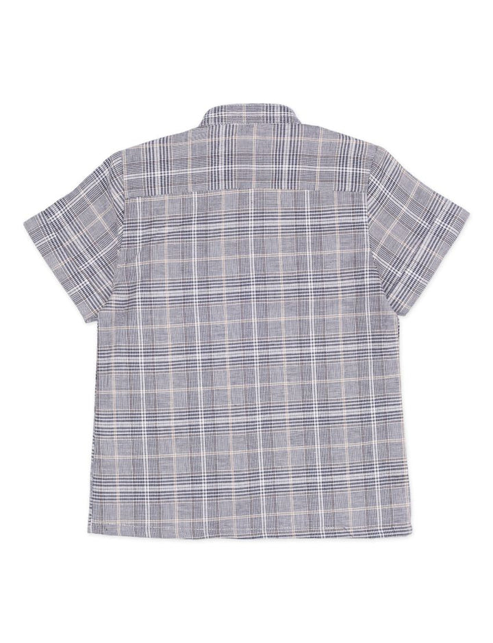 Zubaida's Checkered Double Pocket Shirt For Boys- Toddler - Black & Grey