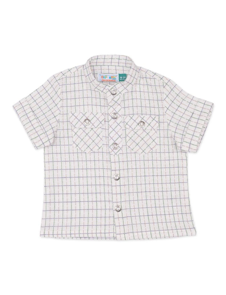 Zubaida's Shirt White with Check Print for Boys - Toddler