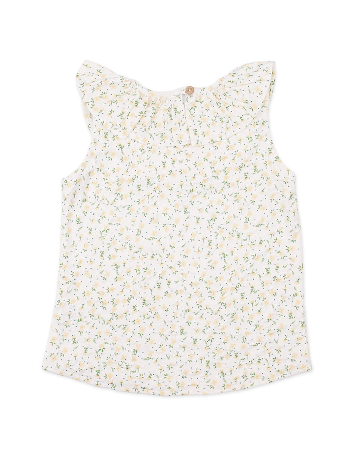 Top White with Floral Print