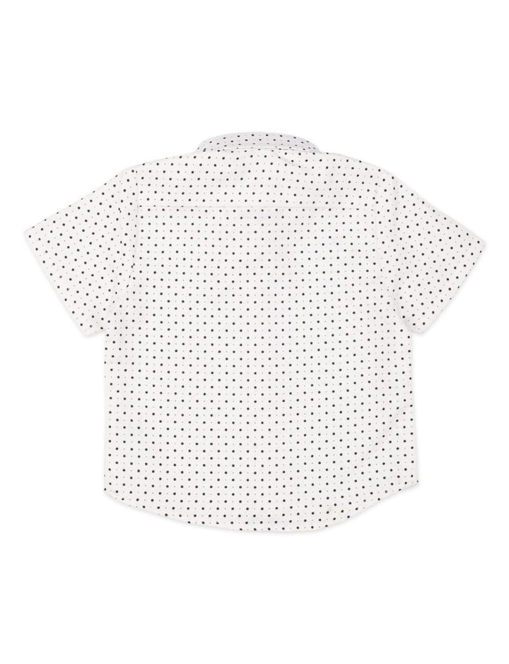 Formal Shirt With Bow- Black Polka Dots On White