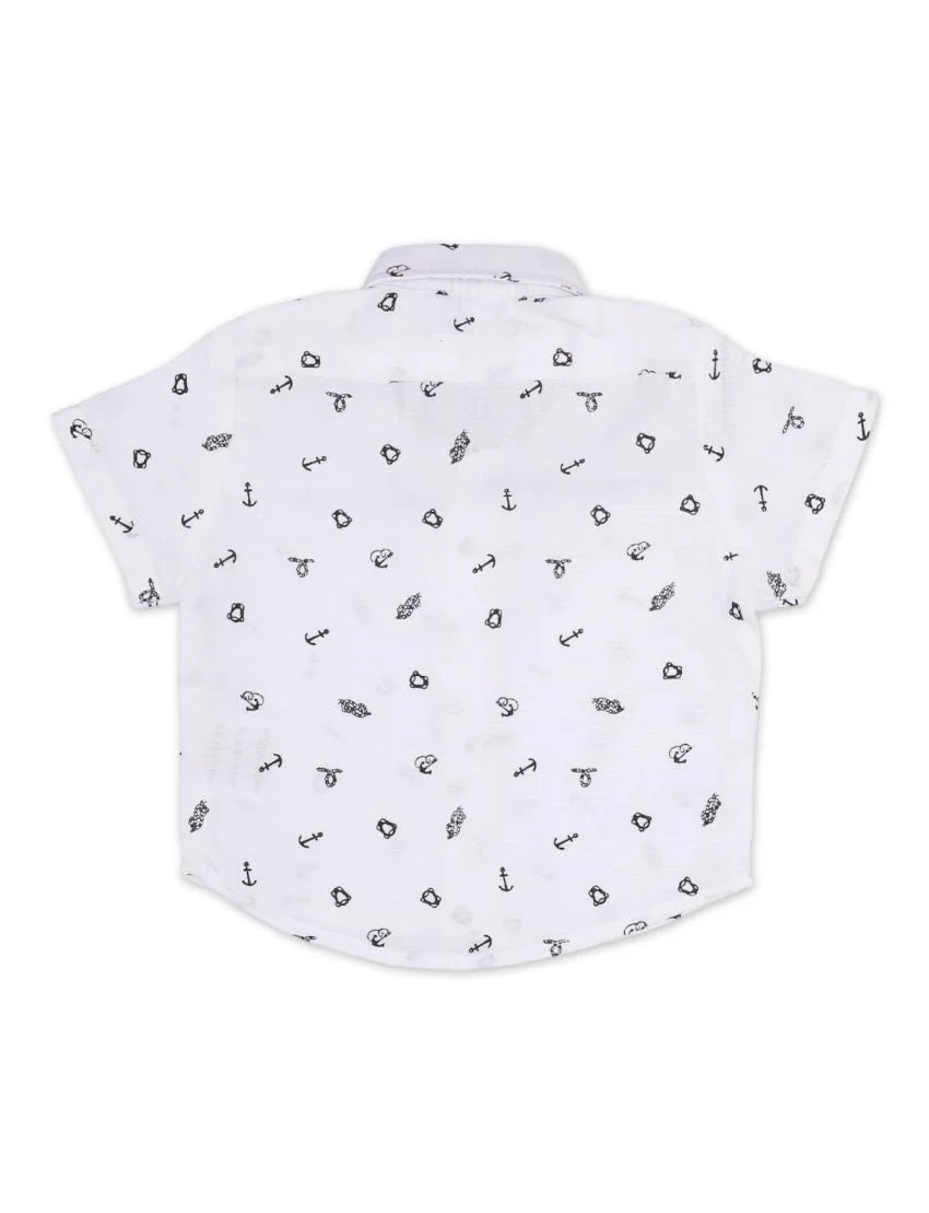 Formal Shirt With Bow- Black Anchor On White