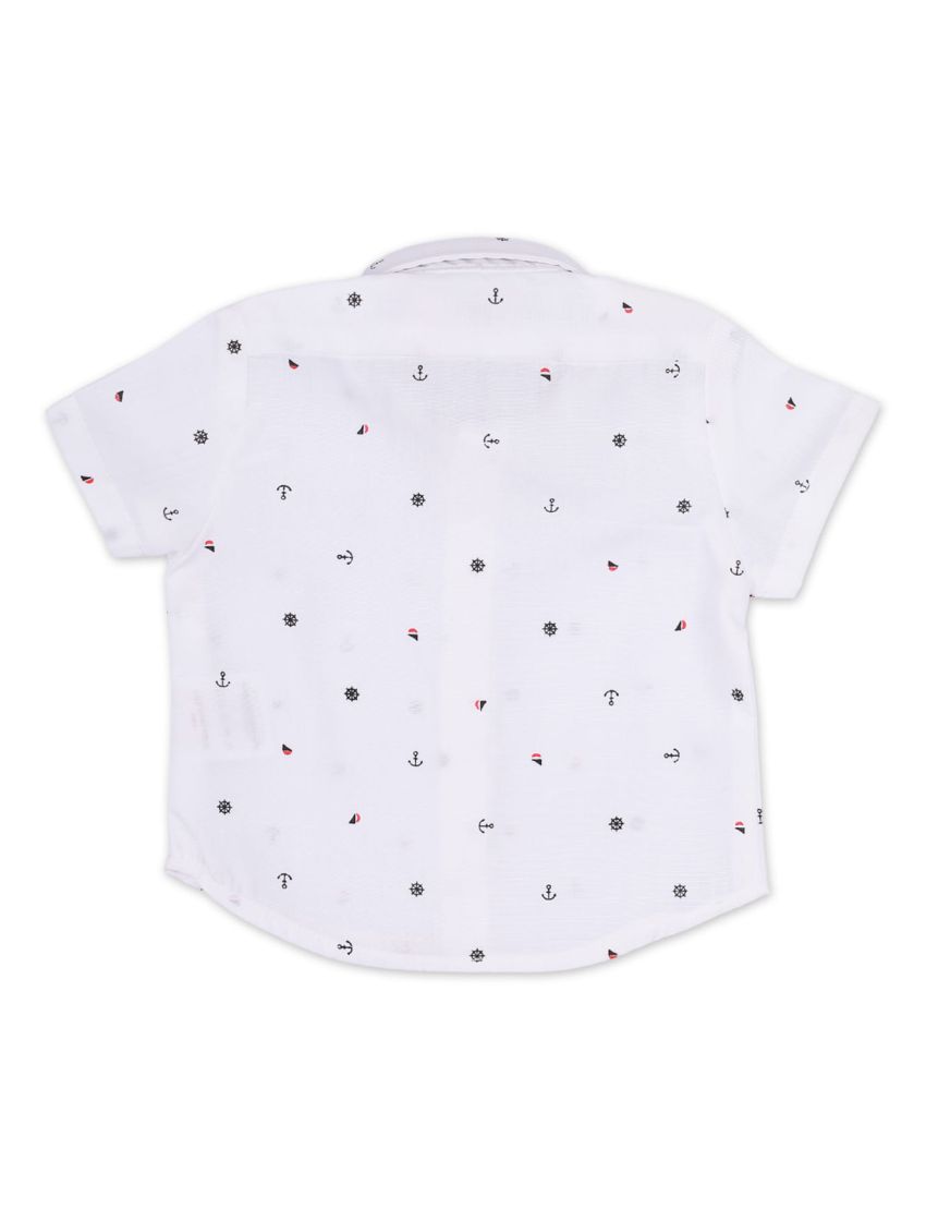 Formal Shirt With Red Bow- Black Anchor On White