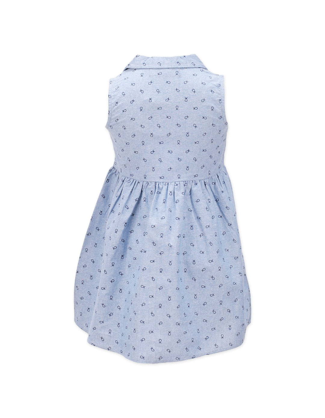 Blue Frock With Collar- CK Print