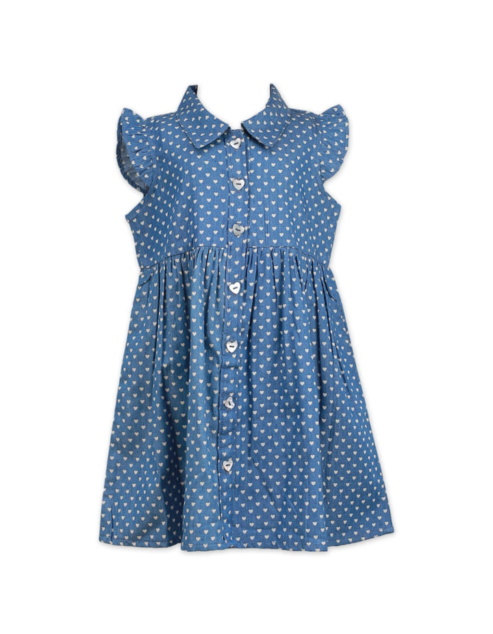 Frock Blue with Hearts Theme for Girls