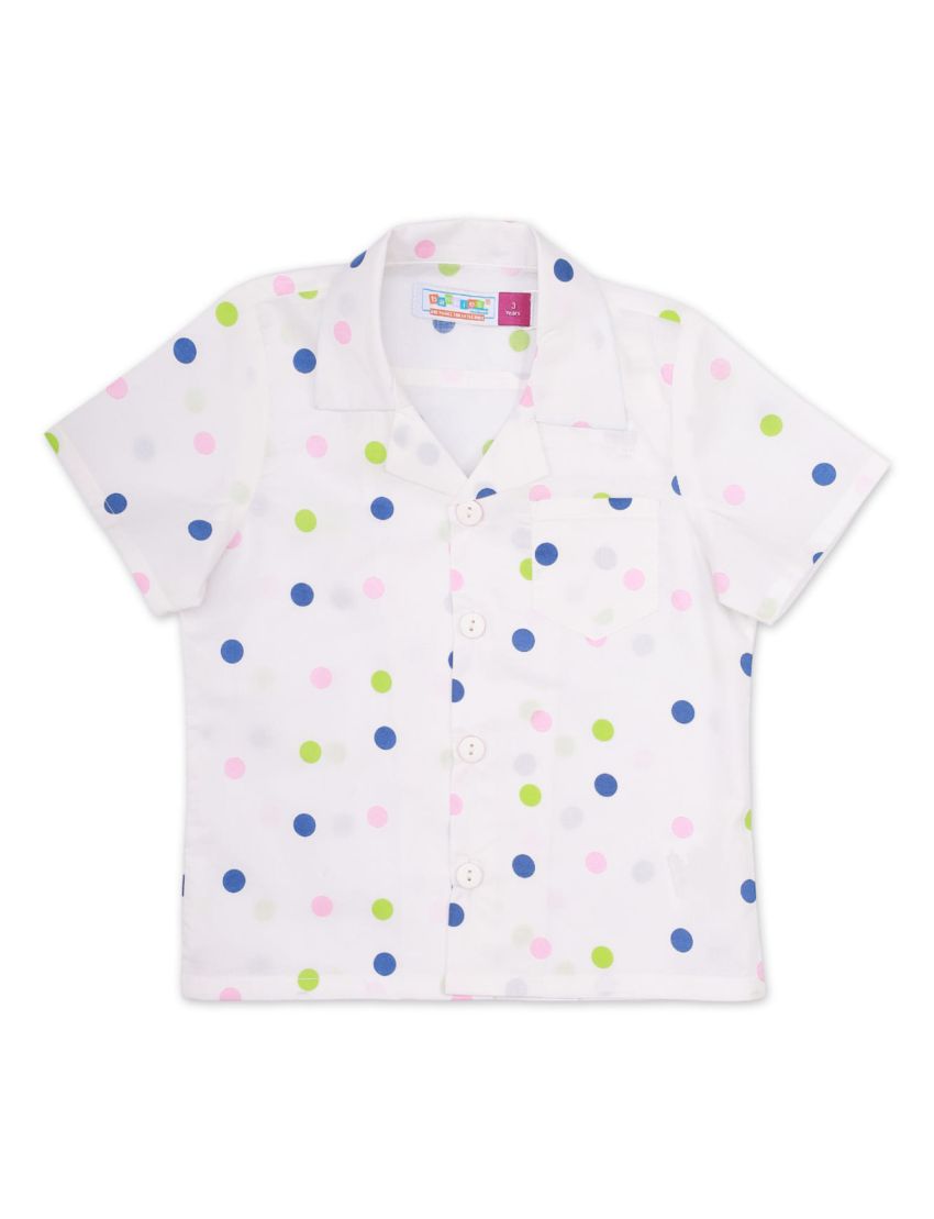 Shirt White with Plain Tee for Boys - Polka Dots Theme