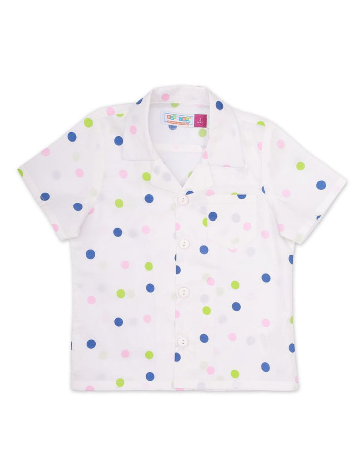 Shirt White with Plain Tee for Boys - Polka Dots Theme