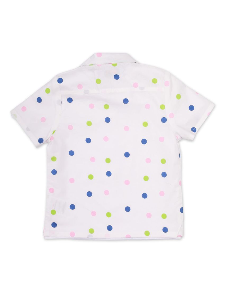 Shirt White with Plain Tee for Boys - Polka Dots Theme