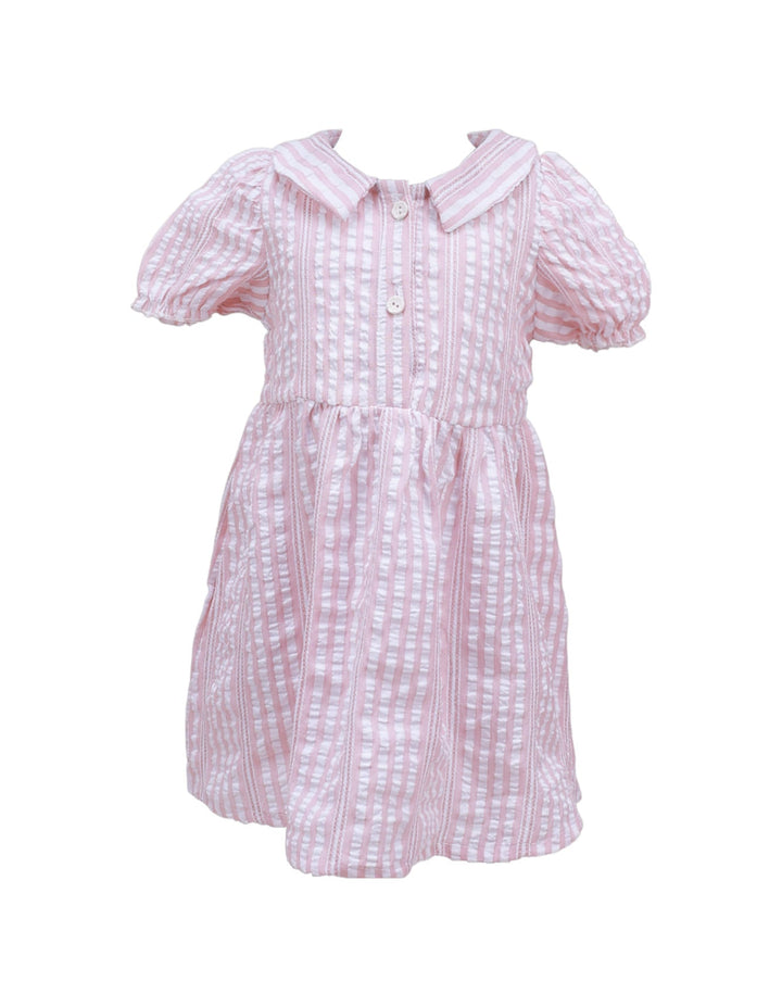 Frock Pink White with Stripes