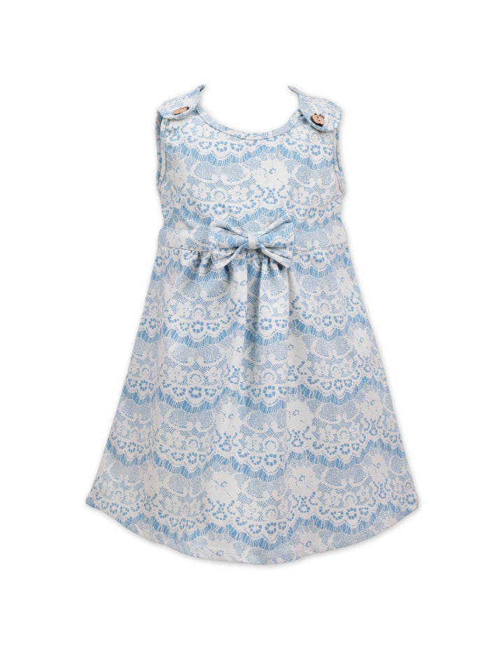 Dress White & Blue Lacey Floral Print