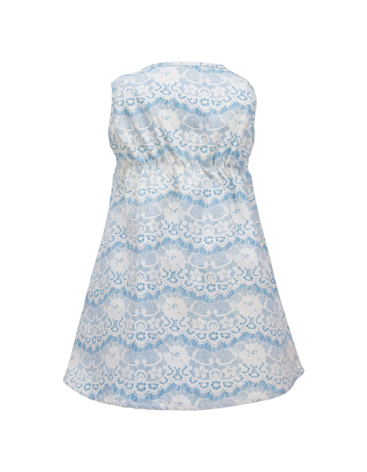 Zubaida's Dress White & Blue Lacey Floral Print