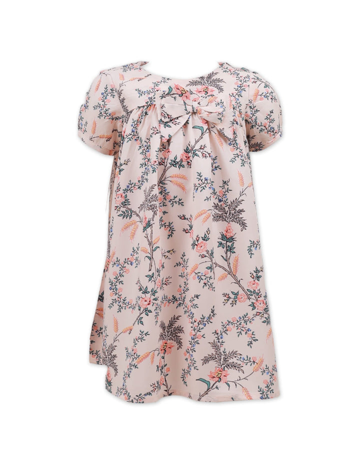 Dress Peach with Printed Flowers