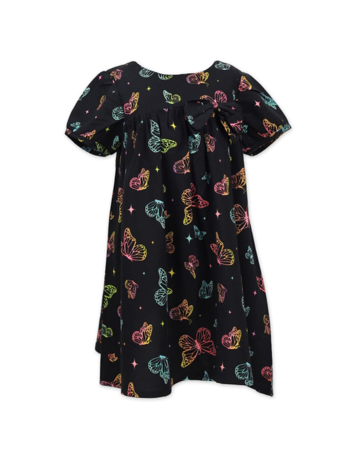 Frock Black with Butterflies Print