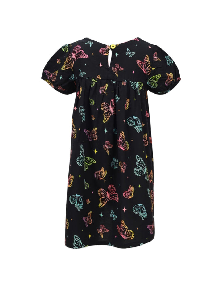 Frock Black with Butterflies Print