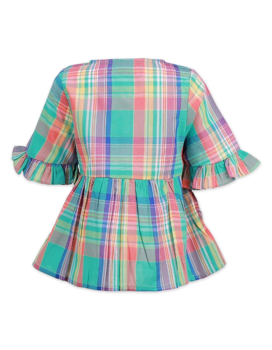 Dress with Multi Check Print for Girls