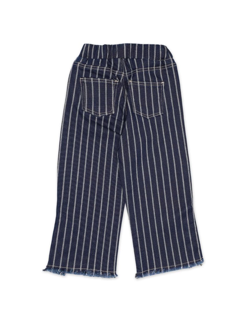 Bootcut Blue Denim with White Stripes Pant for Girls