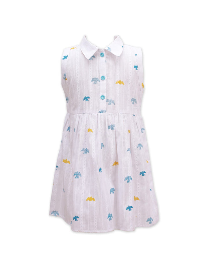 Casual Dress White with Birds