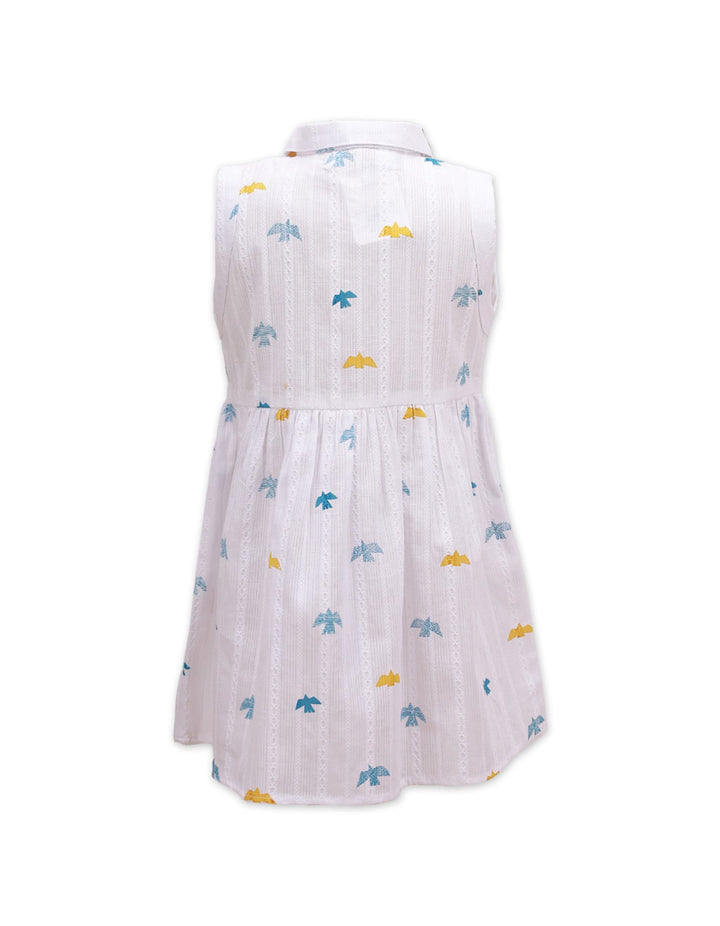 Casual Dress White with Birds