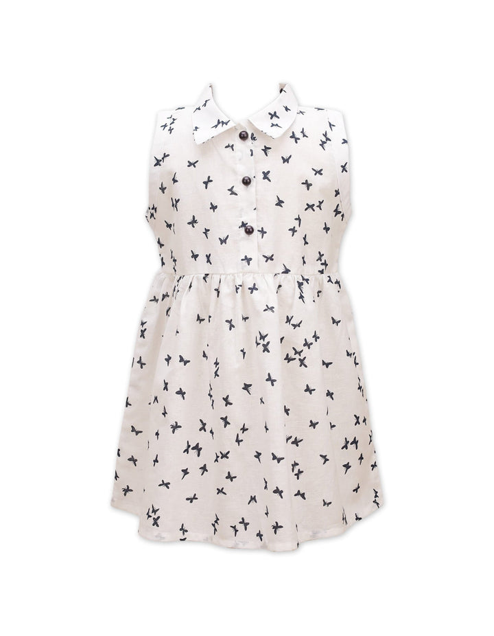 Frock With Collar- Butterfly Print