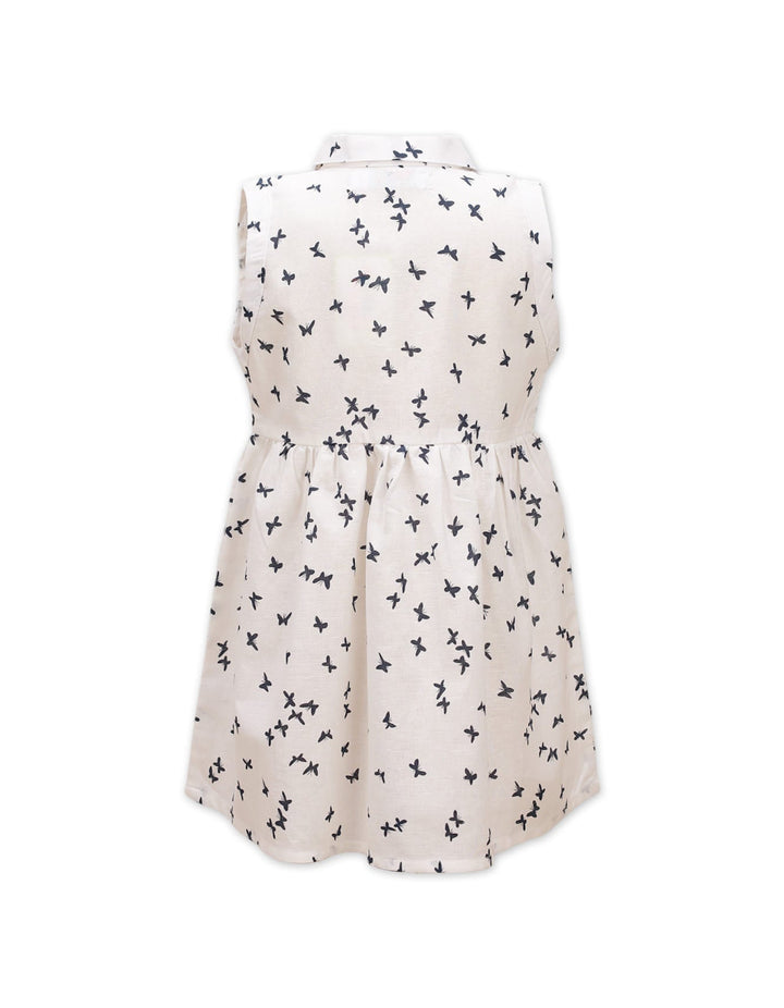 Frock With Collar- Butterfly Print