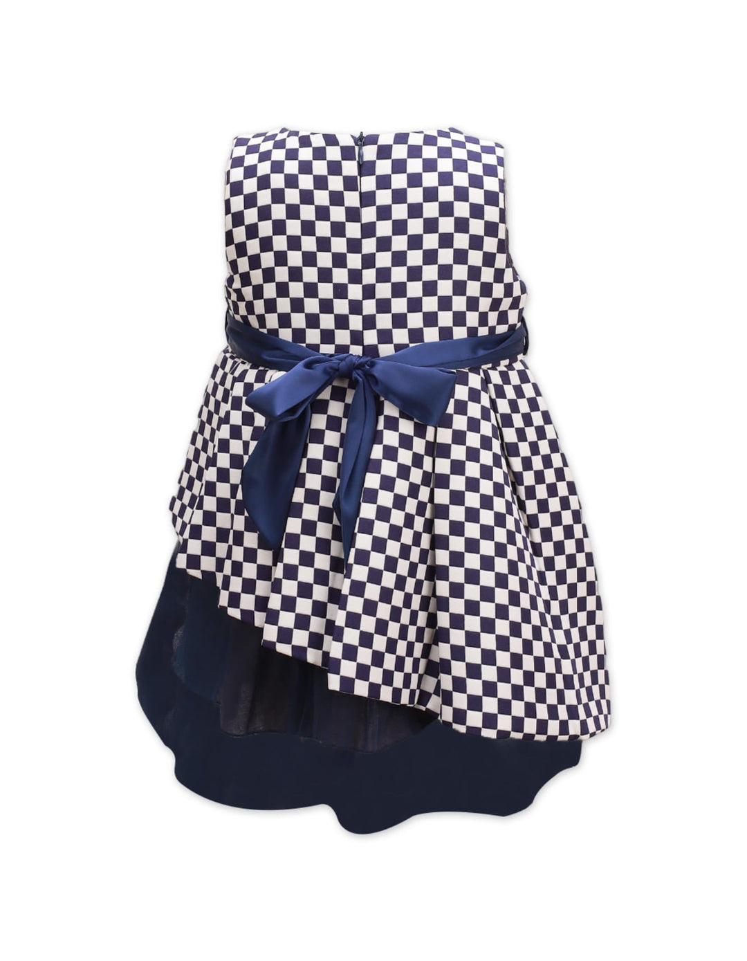 Formal Frock Navy Blue & White Checkered