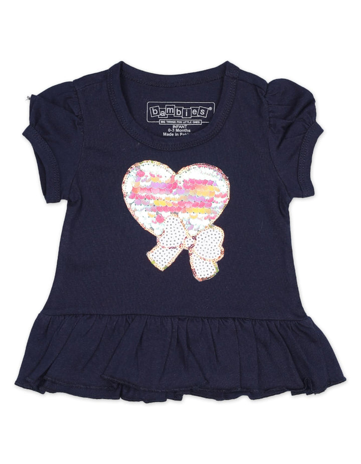 Top for Girls Heart with Bow Theme