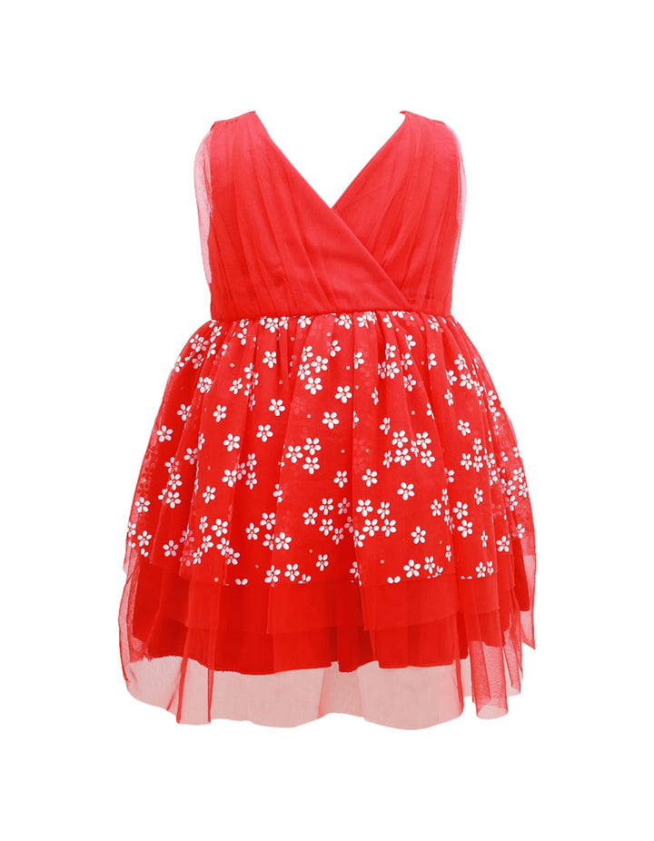 Frock Pleated Red Toddler Girls