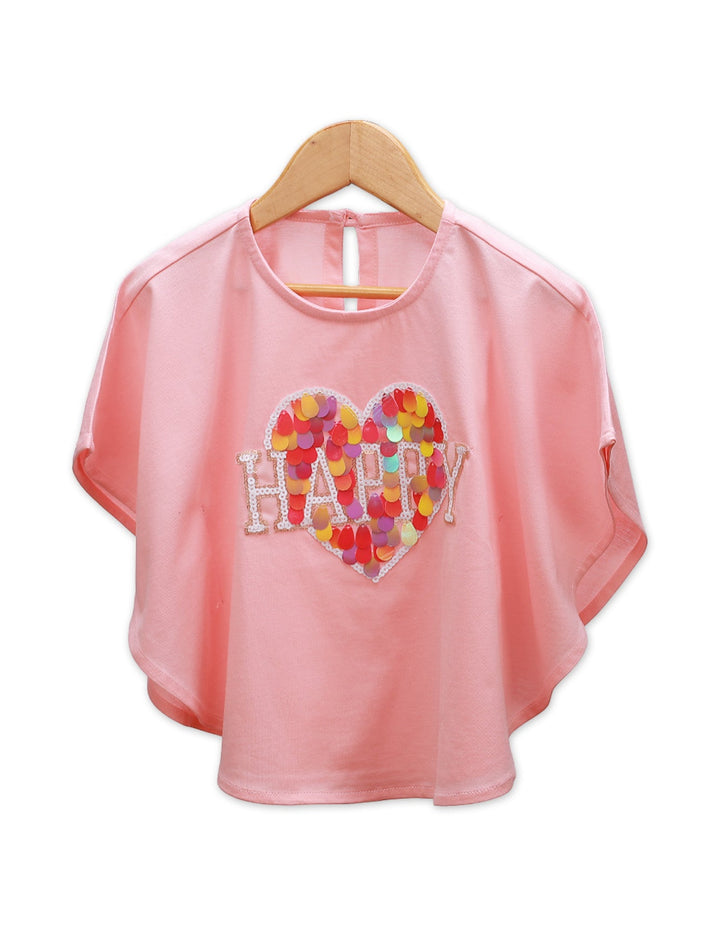 Poncho Top Pink Heart for Girls