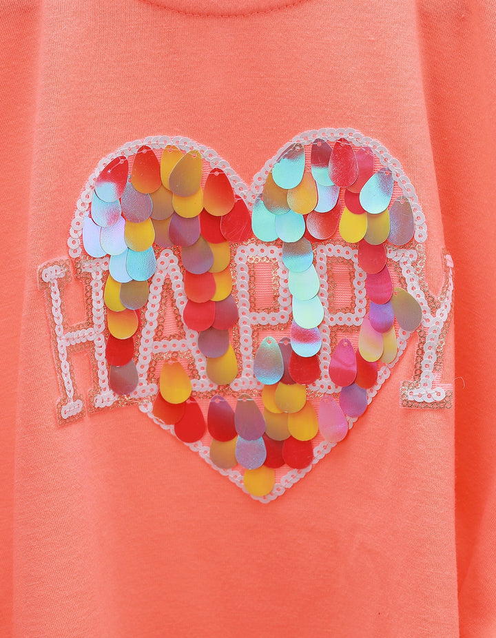 Poncho Top Orange Heart for Girls