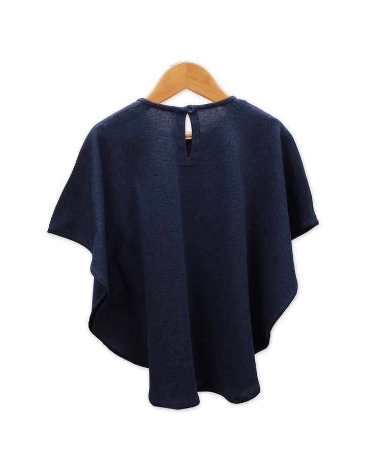 Poncho Top Navy Blue Butterfly for Girls