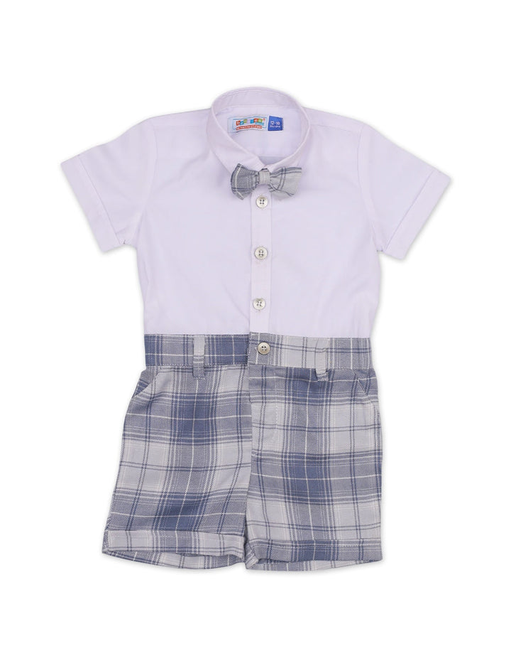 Body Suit White with Gray Checkered for Boys