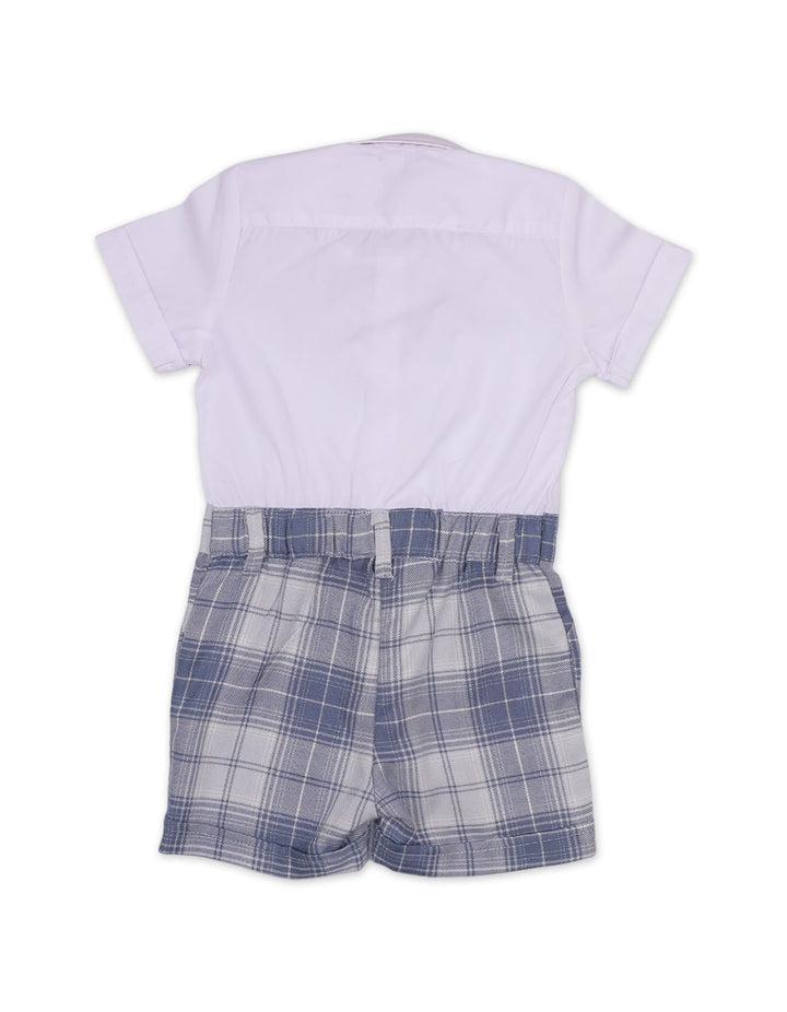 Body Suit White with Gray Checkered for Boys