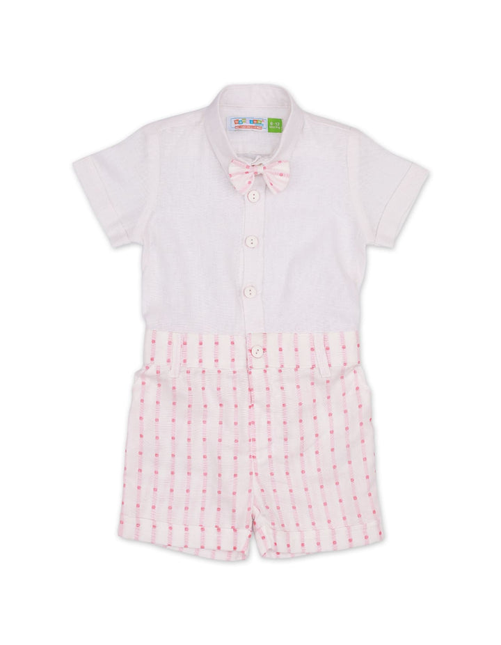 Body Suit White with Pink Stripes for Boys