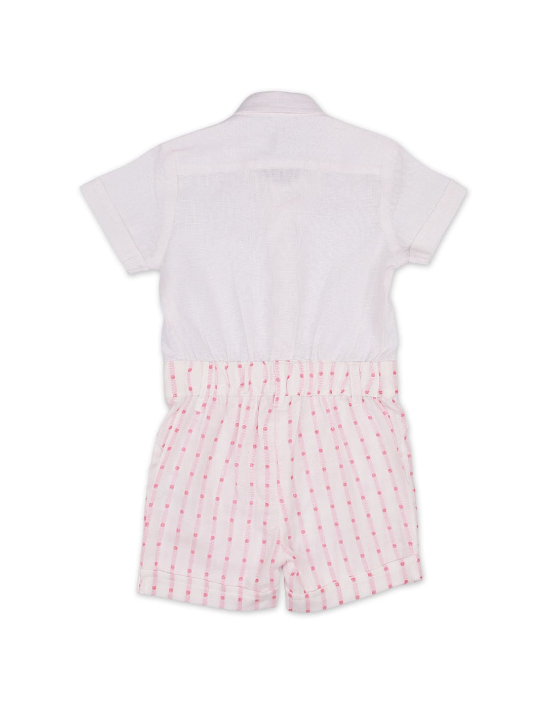 Body Suit White with Pink Stripes for Boys