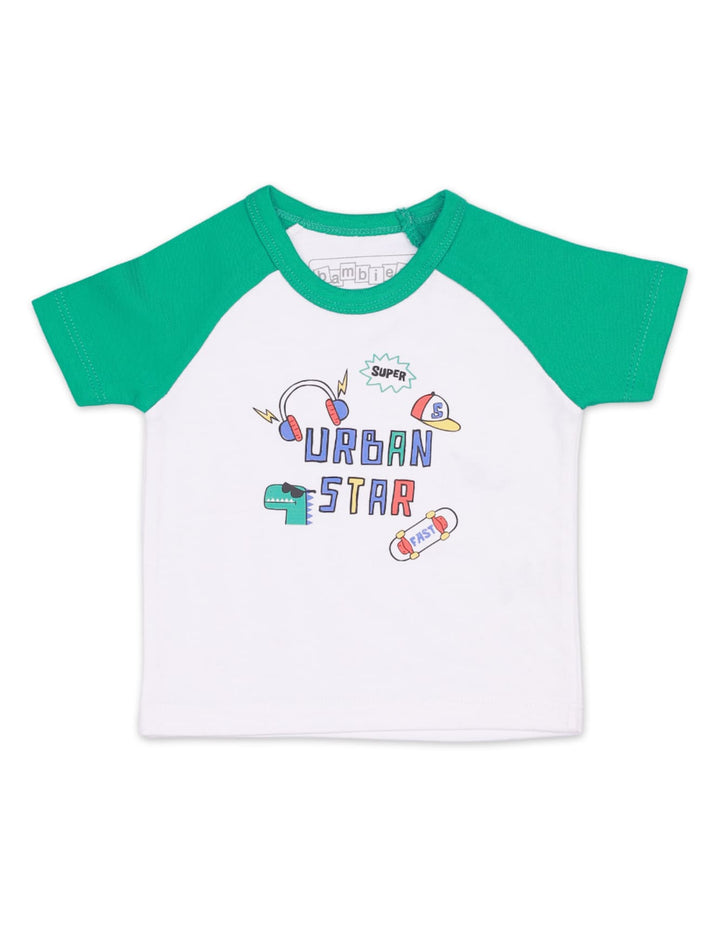 T-Shirt White & Green for Boys - Urban Star Theme