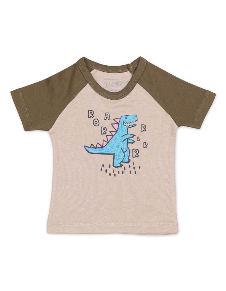 T-Shirt Olive for Boys - Dinosaur Theme