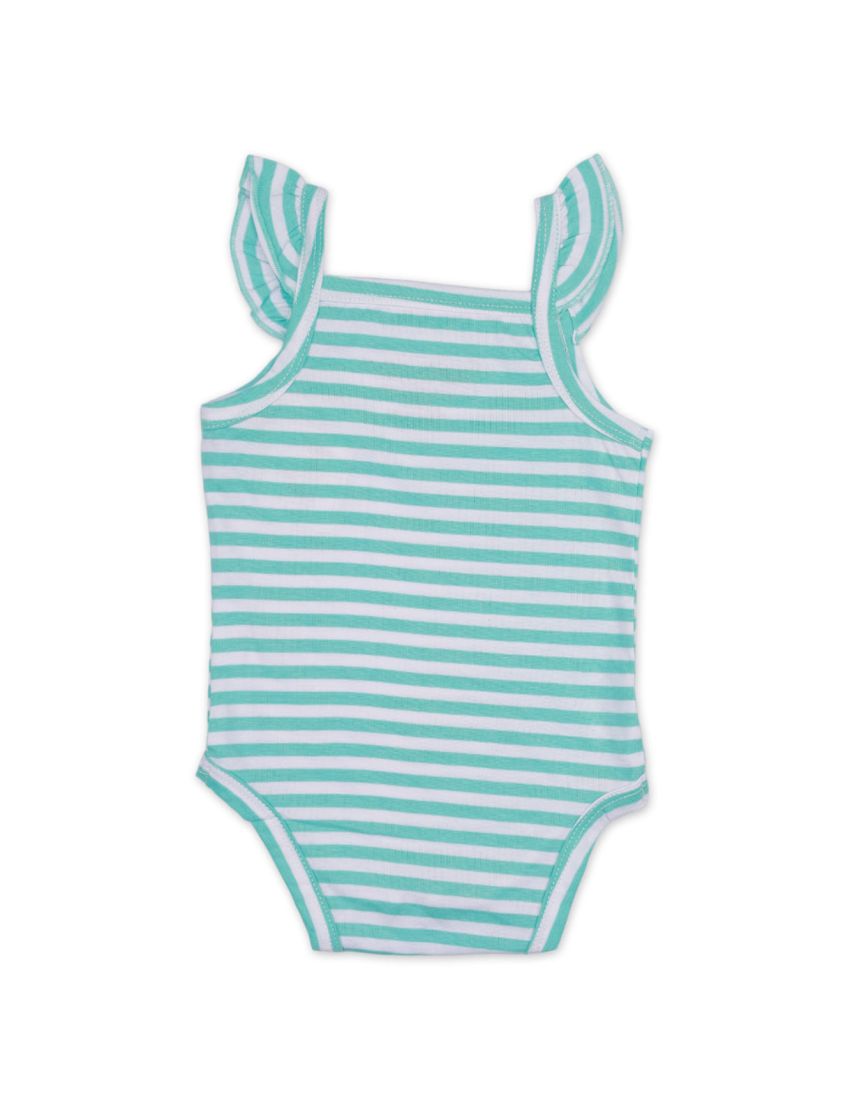 Body Suit Mint with White Stripes for Girls