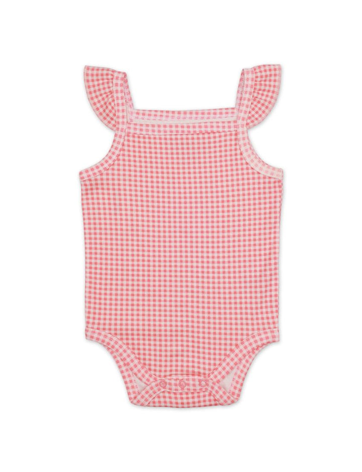 Body Suit Reddish Pink with Checkered for Girls