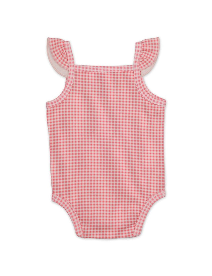 Body Suit Reddish Pink with Checkered for Girls