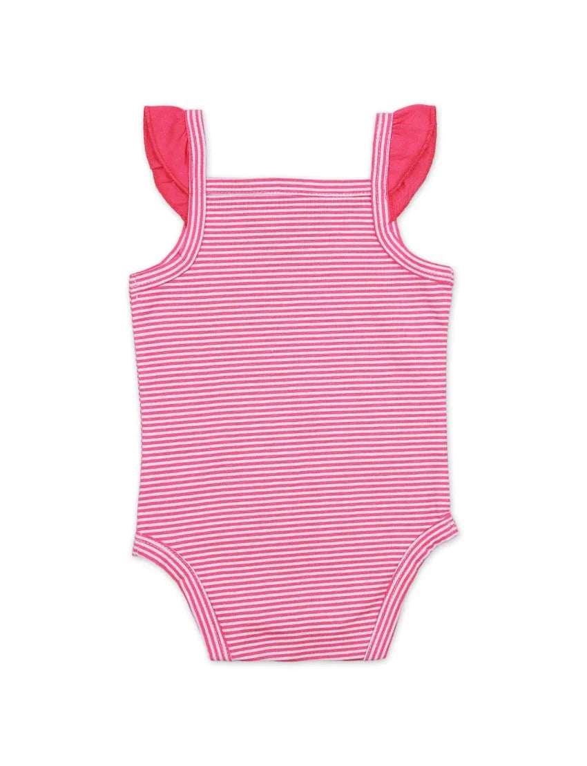 Body Suit Pink with White Stripes for Girls