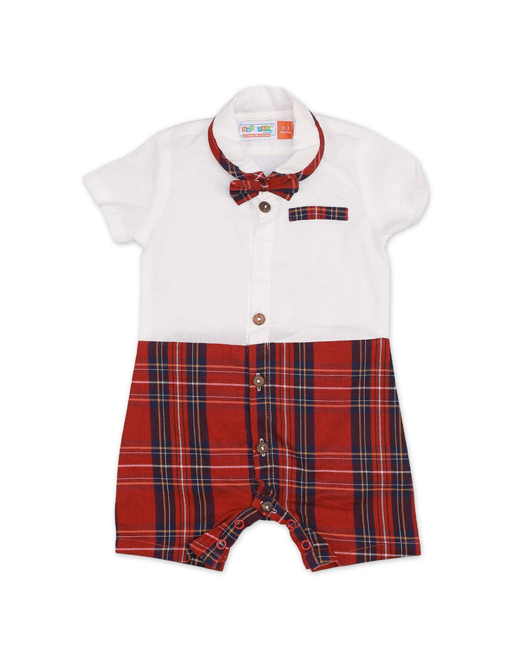 Body Suit White with Red & Blue Checkered for Boys