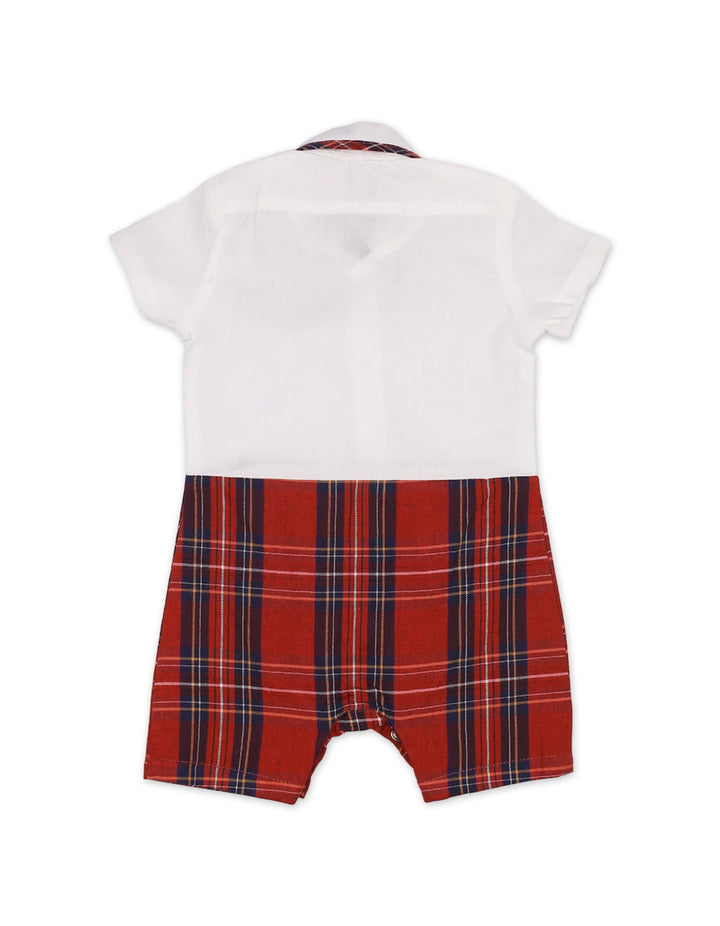 Body Suit White with Red & Blue Checkered for Boys