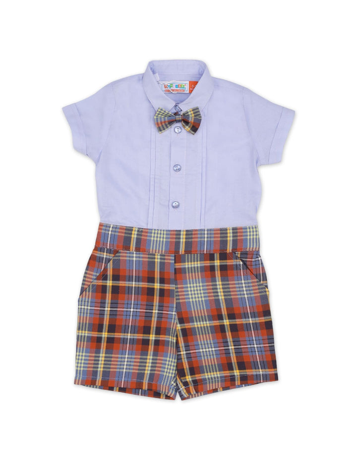 Body Suit Sky Blue with Multi Checkered for Boys