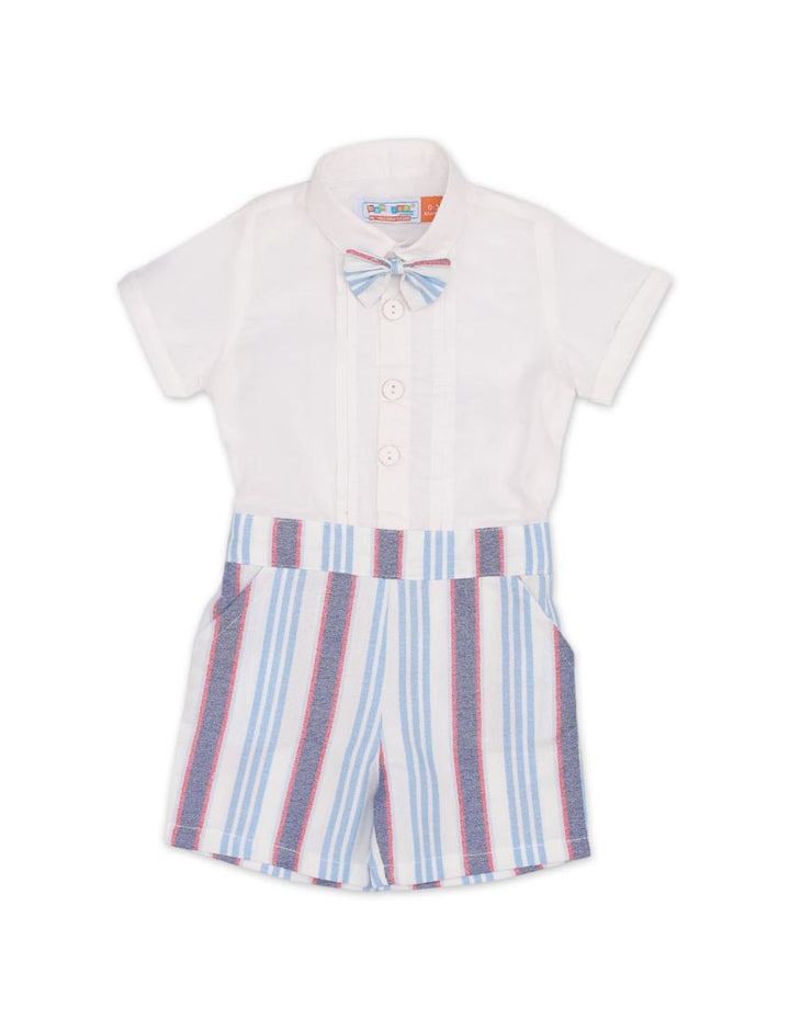 Body Suit White with Multi Stripes for Boys